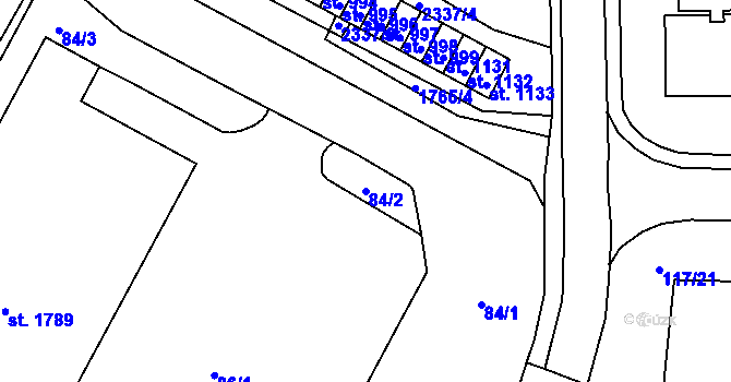 Parcela st. 84/2 v KÚ Vamberk, Katastrální mapa