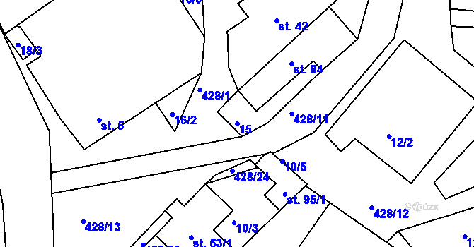 Parcela st. 15 v KÚ Vanice, Katastrální mapa
