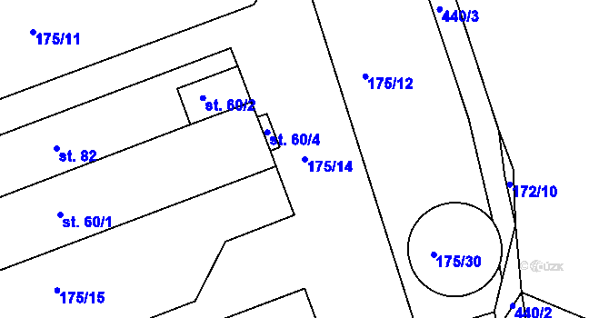Parcela st. 175/14 v KÚ Vanice, Katastrální mapa