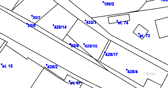 Parcela st. 428/15 v KÚ Vanice, Katastrální mapa