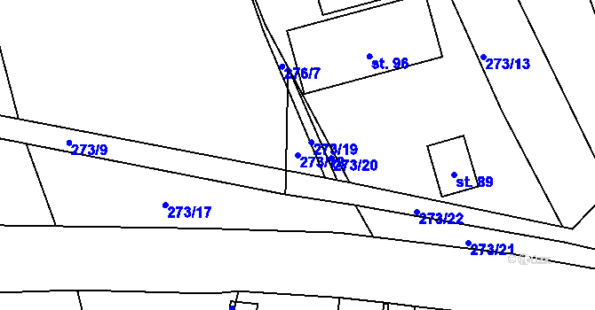 Parcela st. 273/18 v KÚ Vanice, Katastrální mapa