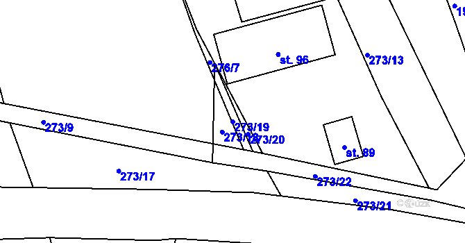 Parcela st. 273/19 v KÚ Vanice, Katastrální mapa