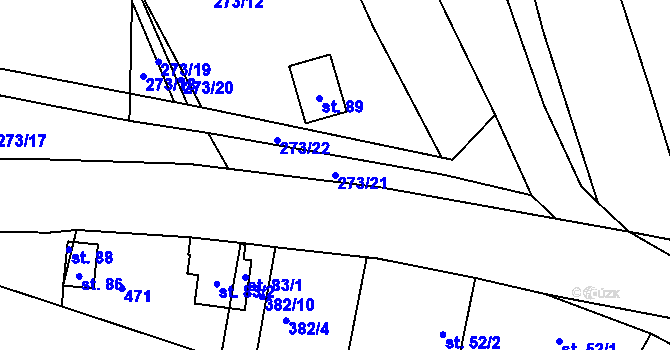 Parcela st. 273/21 v KÚ Vanice, Katastrální mapa