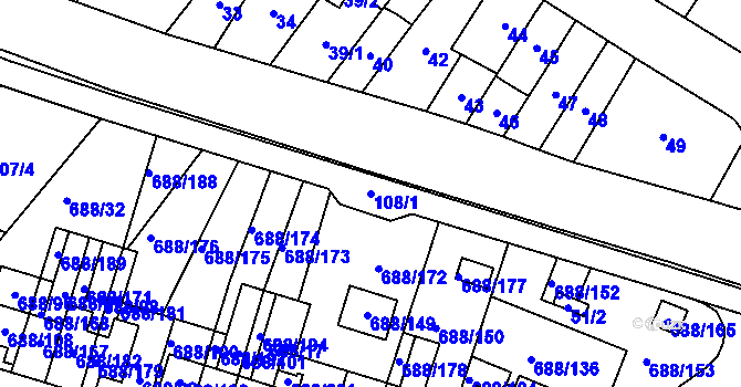 Parcela st. 108/1 v KÚ Vaňov, Katastrální mapa
