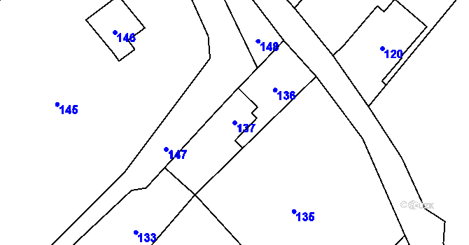 Parcela st. 137 v KÚ Vaňov, Katastrální mapa