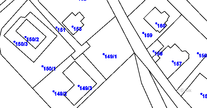 Parcela st. 149/1 v KÚ Vaňov, Katastrální mapa