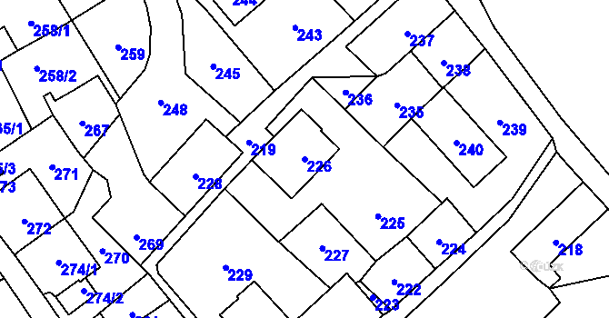 Parcela st. 226 v KÚ Vaňov, Katastrální mapa