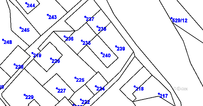 Parcela st. 240 v KÚ Vaňov, Katastrální mapa