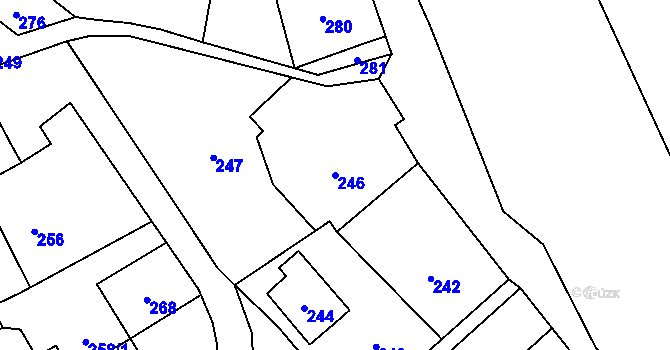 Parcela st. 246 v KÚ Vaňov, Katastrální mapa