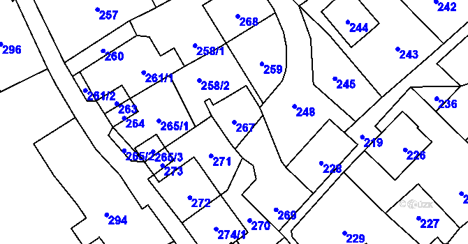 Parcela st. 267 v KÚ Vaňov, Katastrální mapa
