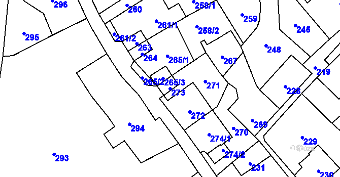 Parcela st. 273 v KÚ Vaňov, Katastrální mapa