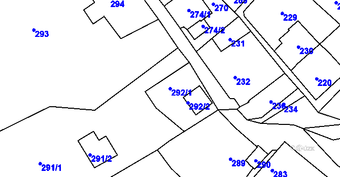 Parcela st. 292/1 v KÚ Vaňov, Katastrální mapa
