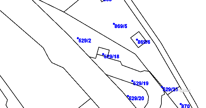 Parcela st. 529/18 v KÚ Vaňov, Katastrální mapa