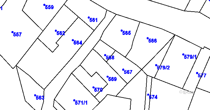 Parcela st. 568 v KÚ Vaňov, Katastrální mapa
