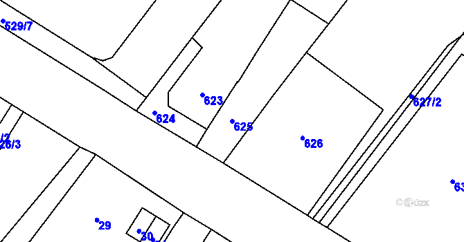 Parcela st. 625 v KÚ Vaňov, Katastrální mapa