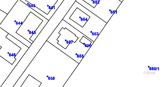 Parcela st. 656 v KÚ Vaňov, Katastrální mapa