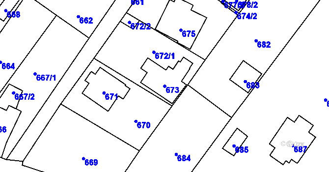 Parcela st. 673 v KÚ Vaňov, Katastrální mapa