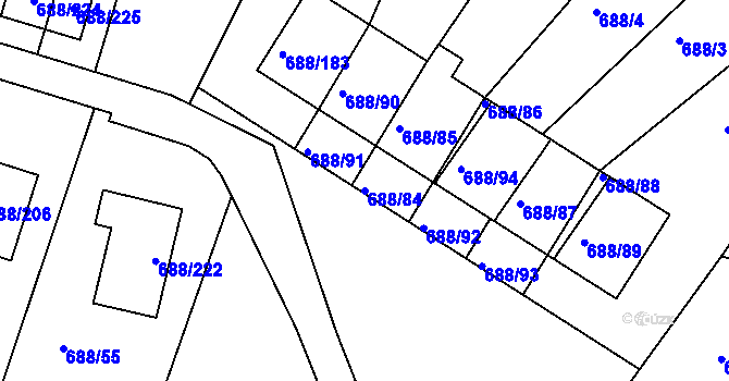 Parcela st. 688/84 v KÚ Vaňov, Katastrální mapa