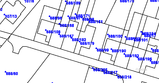 Parcela st. 688/179 v KÚ Vaňov, Katastrální mapa