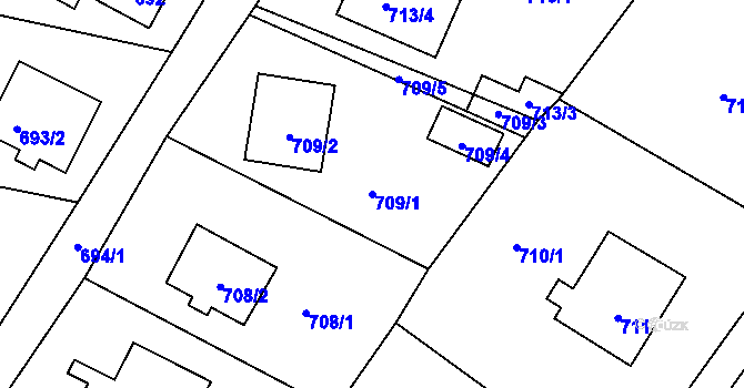 Parcela st. 709/1 v KÚ Vaňov, Katastrální mapa