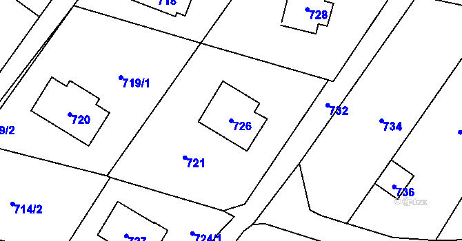 Parcela st. 726 v KÚ Vaňov, Katastrální mapa