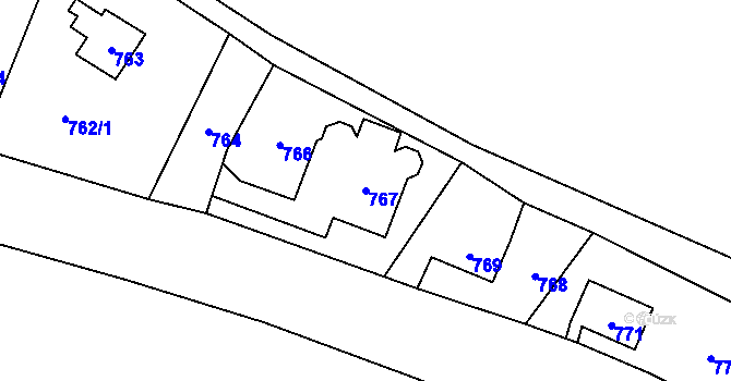 Parcela st. 767 v KÚ Vaňov, Katastrální mapa