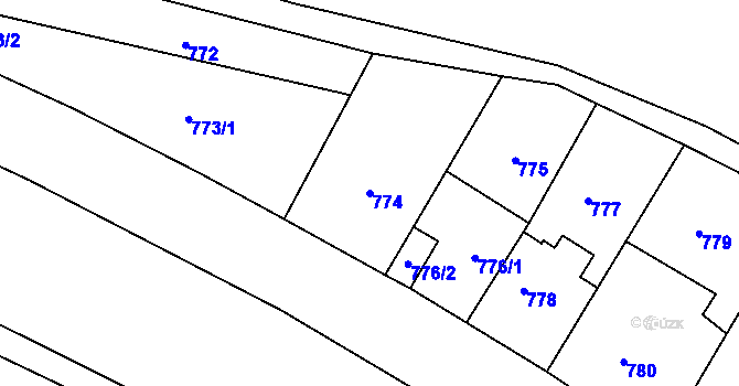Parcela st. 774 v KÚ Vaňov, Katastrální mapa