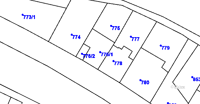 Parcela st. 776/1 v KÚ Vaňov, Katastrální mapa