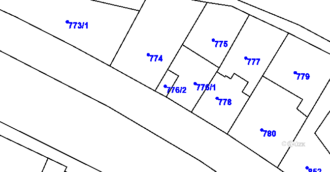 Parcela st. 776/2 v KÚ Vaňov, Katastrální mapa