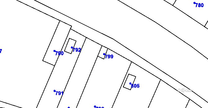 Parcela st. 799 v KÚ Vaňov, Katastrální mapa