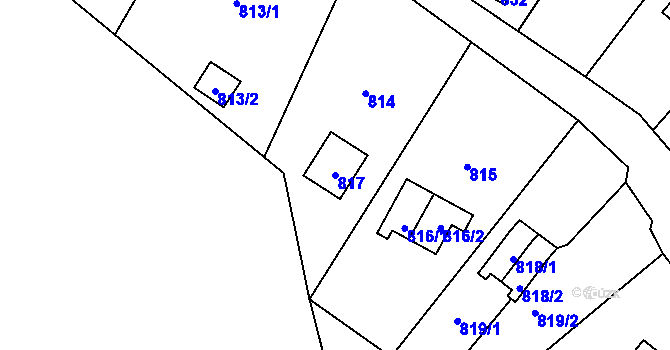 Parcela st. 817 v KÚ Vaňov, Katastrální mapa