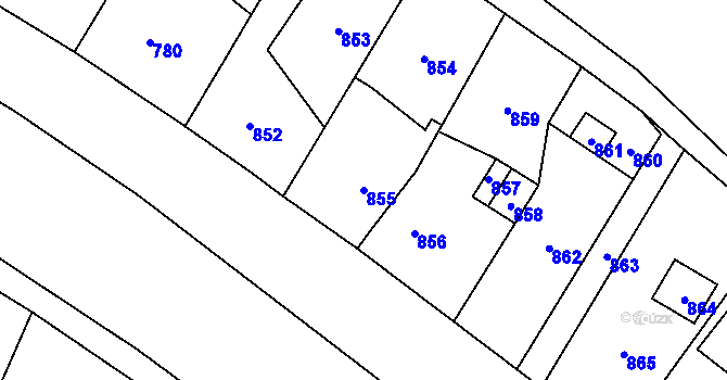 Parcela st. 855 v KÚ Vaňov, Katastrální mapa