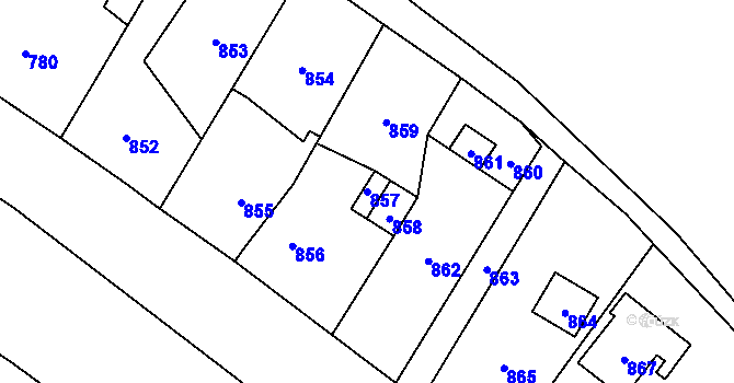 Parcela st. 857 v KÚ Vaňov, Katastrální mapa
