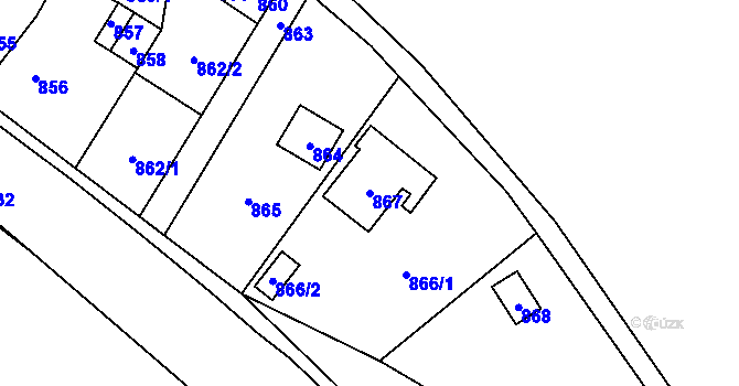 Parcela st. 867 v KÚ Vaňov, Katastrální mapa