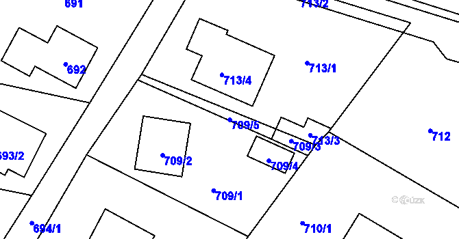 Parcela st. 709/5 v KÚ Vaňov, Katastrální mapa