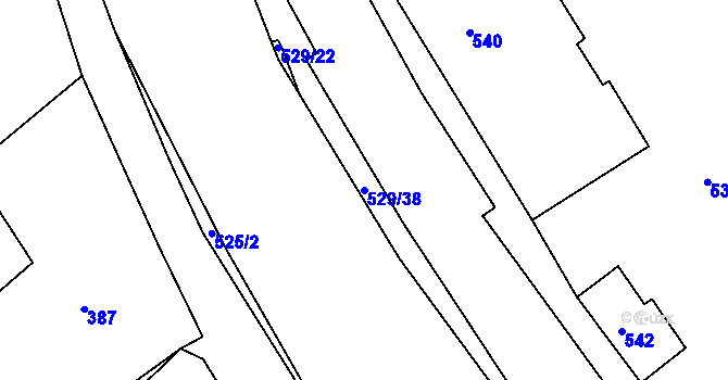 Parcela st. 529/38 v KÚ Vaňov, Katastrální mapa