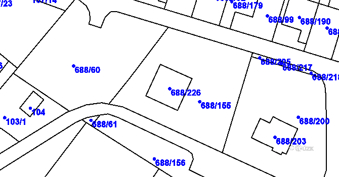 Parcela st. 688/226 v KÚ Vaňov, Katastrální mapa
