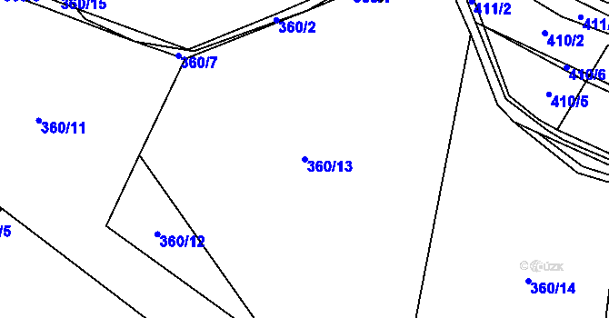 Parcela st. 360/13 v KÚ Vanov, Katastrální mapa