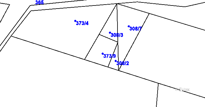 Parcela st. 373/9 v KÚ Vanov, Katastrální mapa