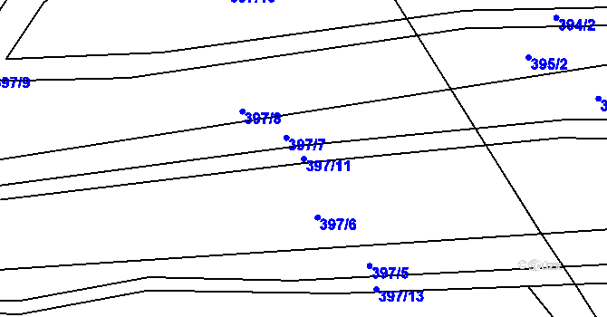 Parcela st. 397/11 v KÚ Vanov, Katastrální mapa
