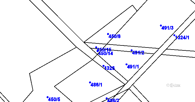 Parcela st. 450/14 v KÚ Vanov, Katastrální mapa