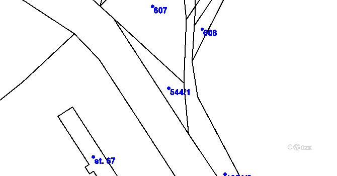 Parcela st. 544/1 v KÚ Vanov, Katastrální mapa