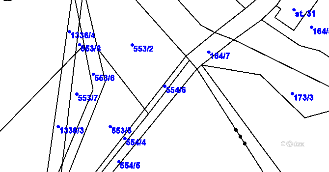 Parcela st. 554/6 v KÚ Vanov, Katastrální mapa