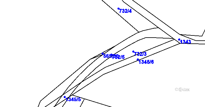 Parcela st. 565/36 v KÚ Vanov, Katastrální mapa