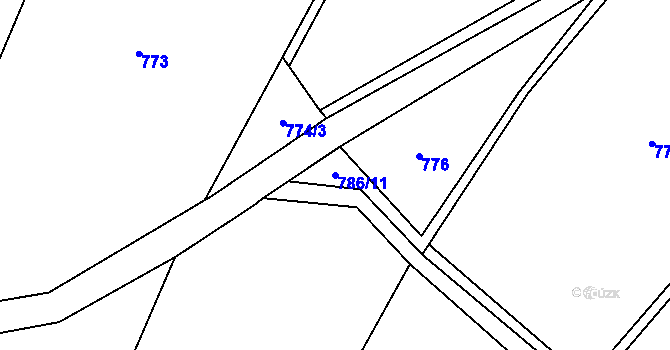 Parcela st. 786/11 v KÚ Vanov, Katastrální mapa