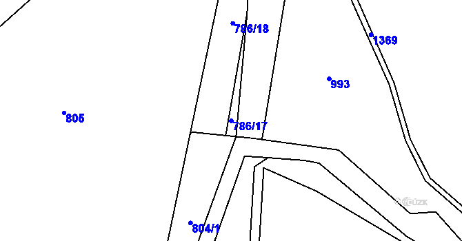 Parcela st. 786/17 v KÚ Vanov, Katastrální mapa