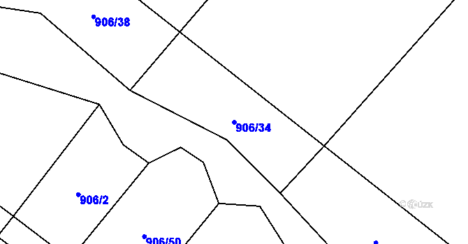 Parcela st. 906/34 v KÚ Vanov, Katastrální mapa