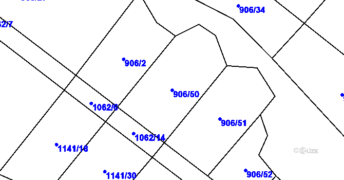 Parcela st. 906/50 v KÚ Vanov, Katastrální mapa