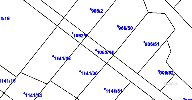Parcela st. 1062/14 v KÚ Vanov, Katastrální mapa