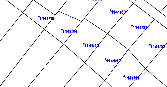 Parcela st. 1141/13 v KÚ Vanov, Katastrální mapa